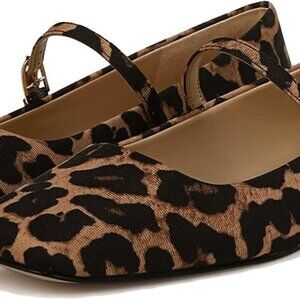 Women's Suede Ballet Flats Shoes Square Toe Buckle Casual Ballerina 7.5